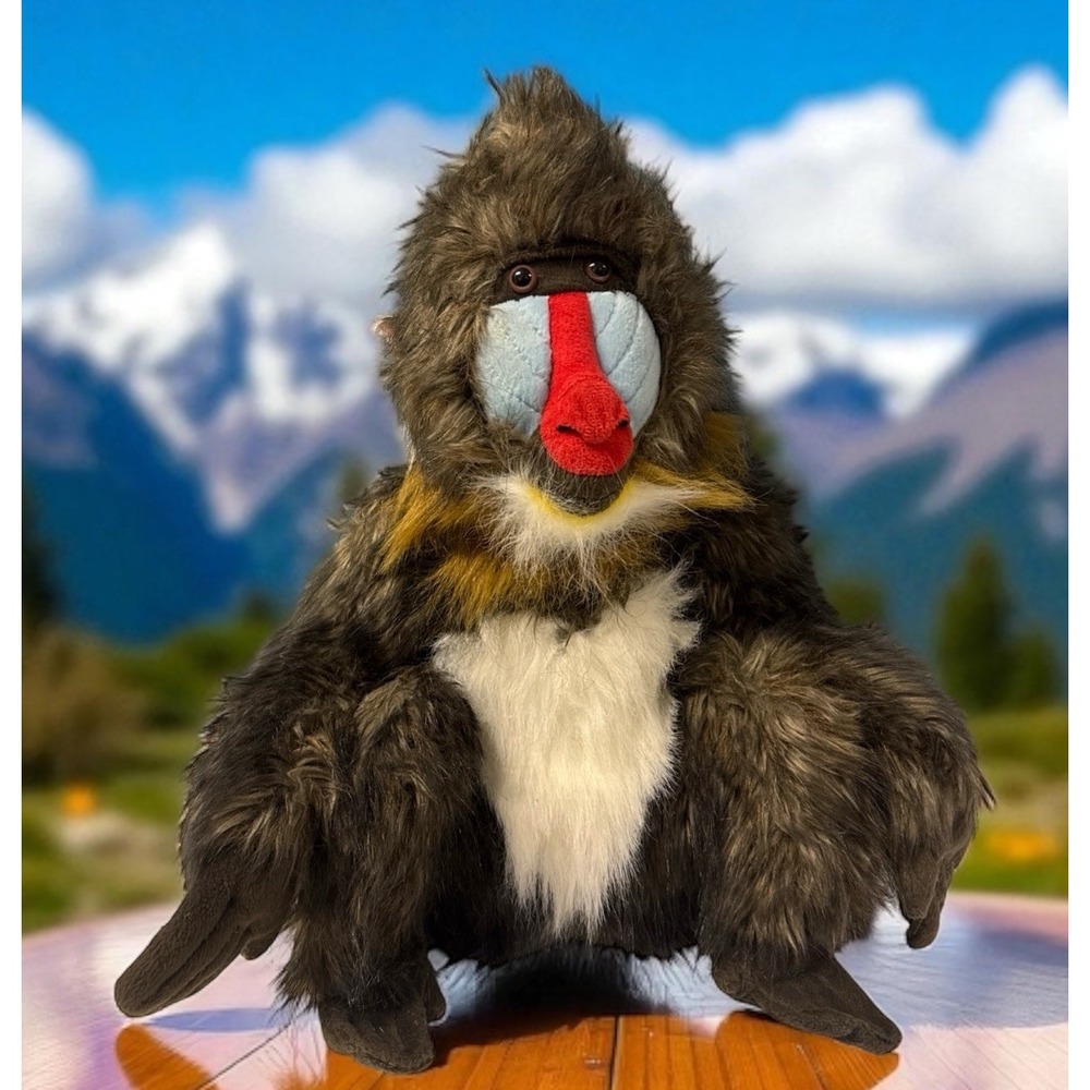 2006 K&M Plush Monkey Mandrill  Sitting 15" Stuffed Animal Primate Gorilla‎ Ape